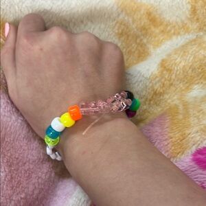 Pink and Orange Beaded Jewelry Bracelet